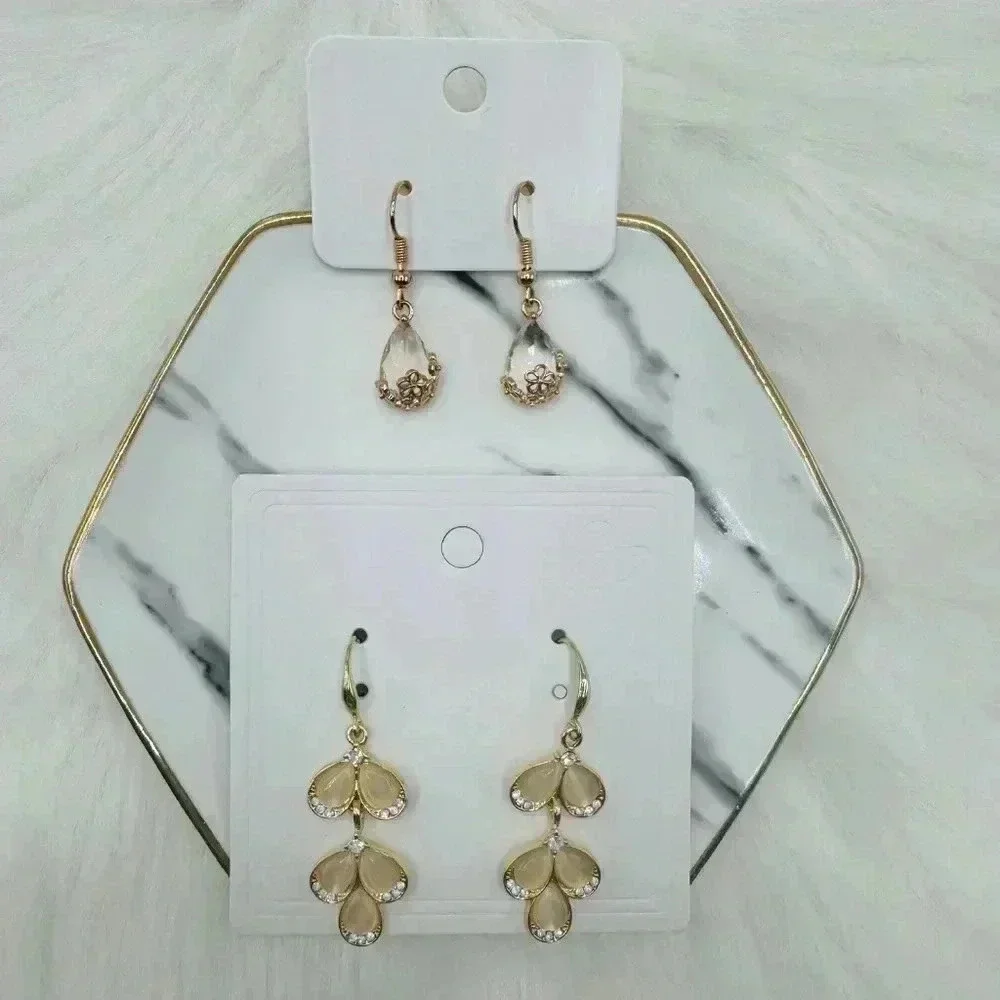 The Hazel Drop and Faux Crystal Water Drop Duo Bundle Earrings
